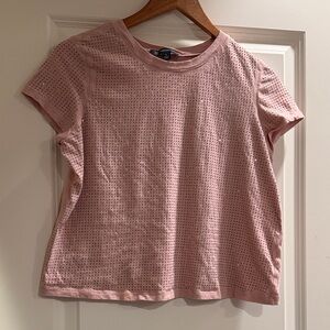 INC International Concepts Dusty Pink Short Sleeve Eyelet Tee